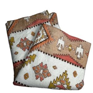 Vintage western pink tan boho throw lightweight southwest Aztec thin‎